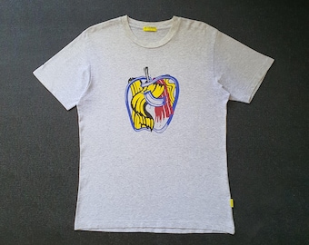 Vintage Roy Lichtenstein Apple met penseelstreken T-shirt maat L / jaren 90 popart kunstenaar ontwerper T-shirts / jaren 90 mooi ontwerp schilderij T-shirt