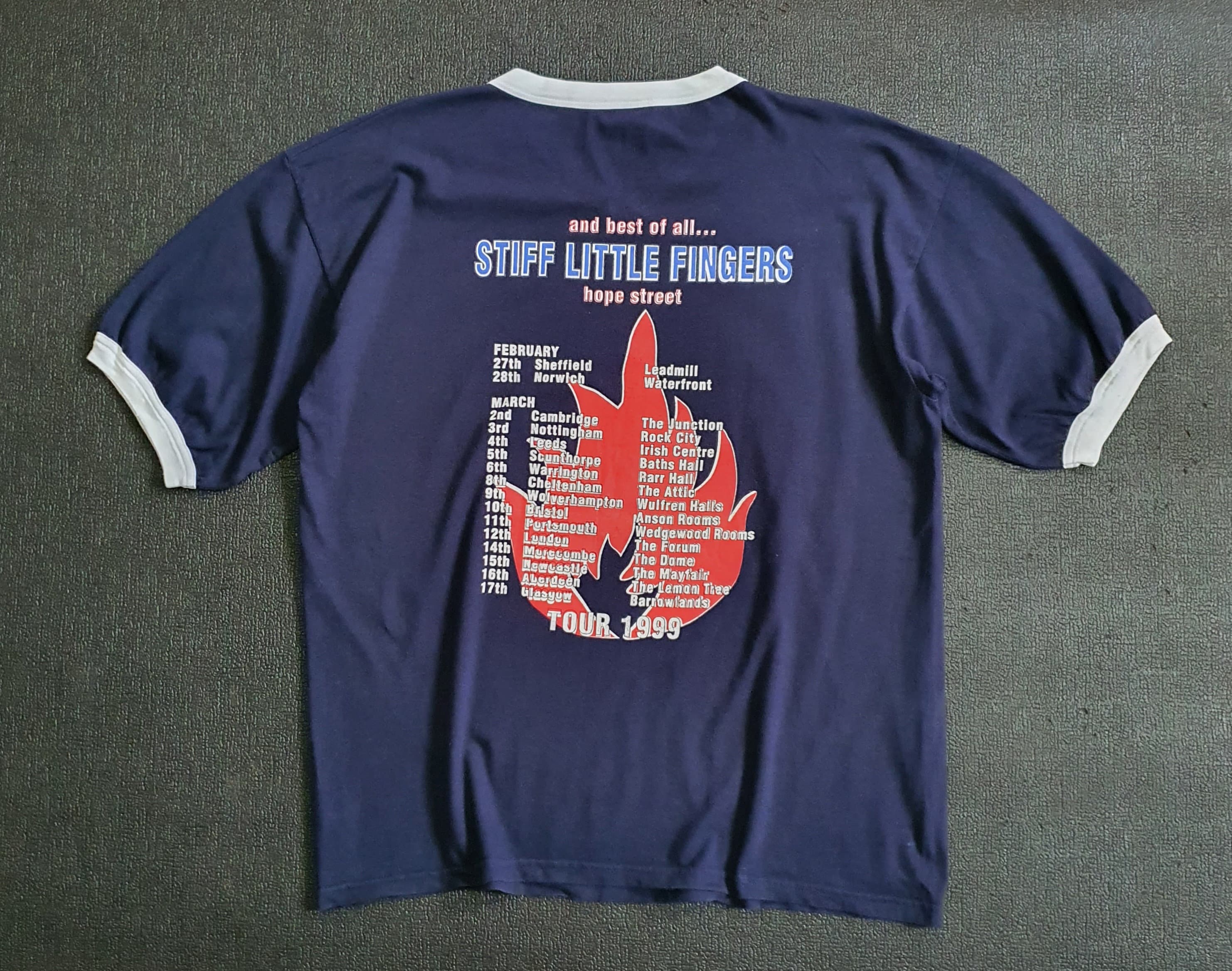Vintage 1999 Stiff Little Fingers UK Tour T Shirt Size XL