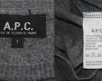 Rare A.P.C Heathered Grey Long Sleeve T Shirt Size 1