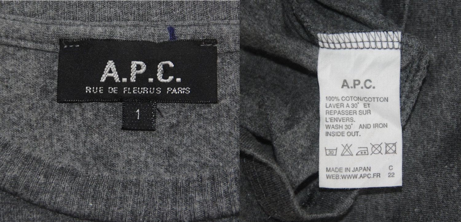 Rare A.P.C Heathered Grey Long Sleeve T Shirt Size 1