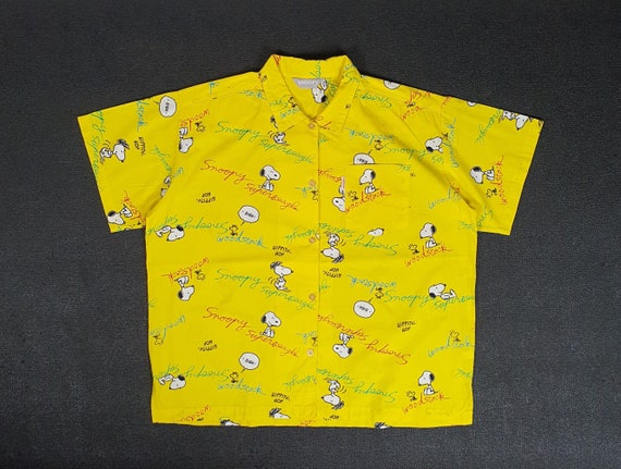 Vintage Snoopy Button Up Hawaiian shirt size Medi… - image 1