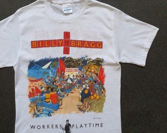 1988　ビリーブラッグ「ワーカーズプレイタイム」ゴー!ディスクツアーTシャツL il_1080xN.5955185014_2sbm.jpg