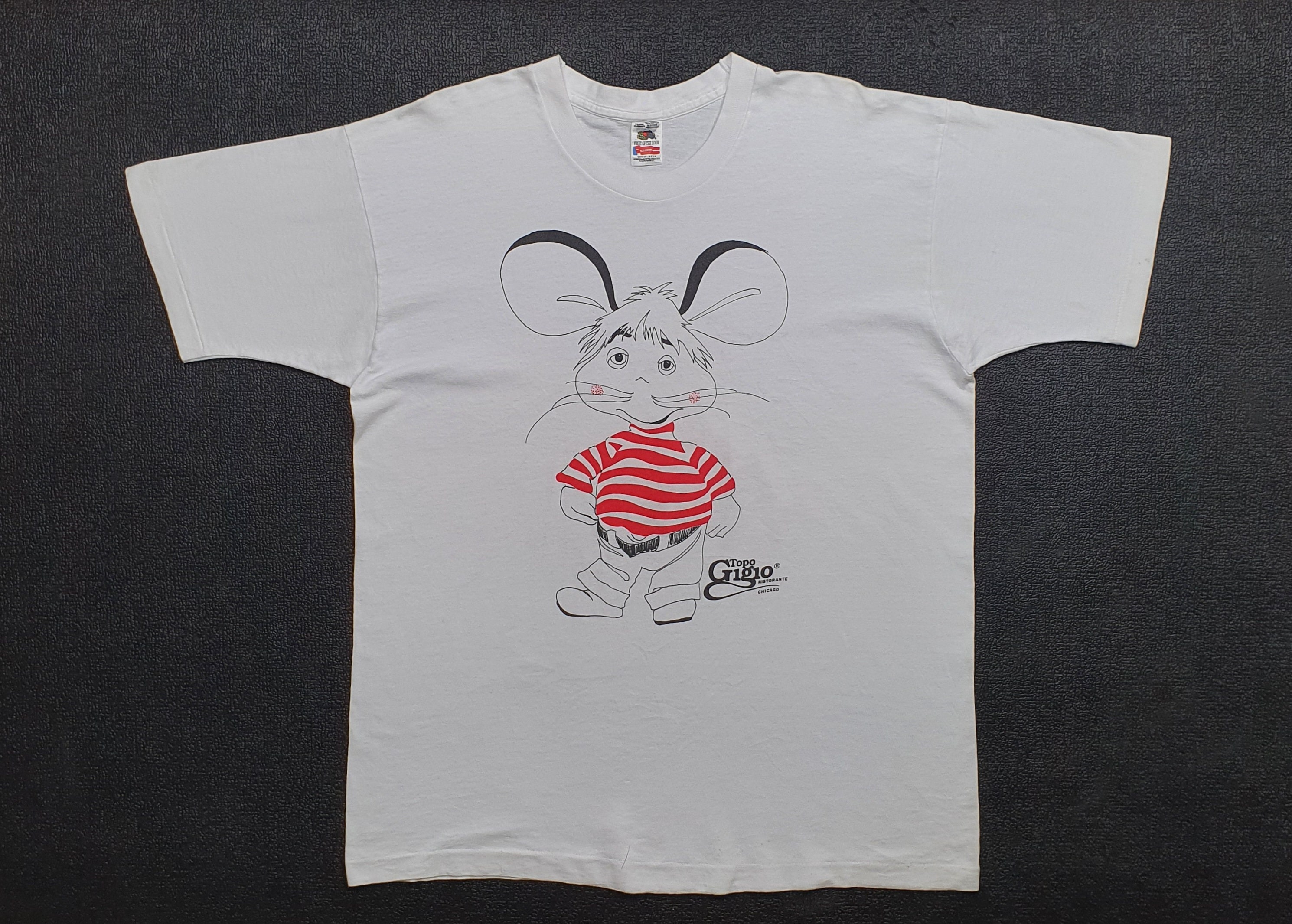 Vintage TOPO GIGIO Ristorante Chicago 1990s T shirt size X-Large 