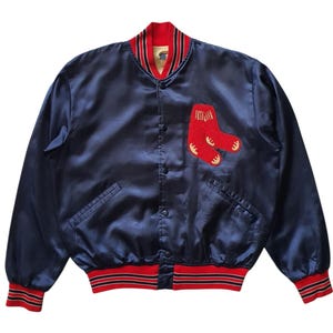 Vintage 70s Boston Red Sox Jacket size Medium / 1970s 1980s MLB Baseball Football Jacket Nylon Satin Memorabilia Varsity Felco jacket