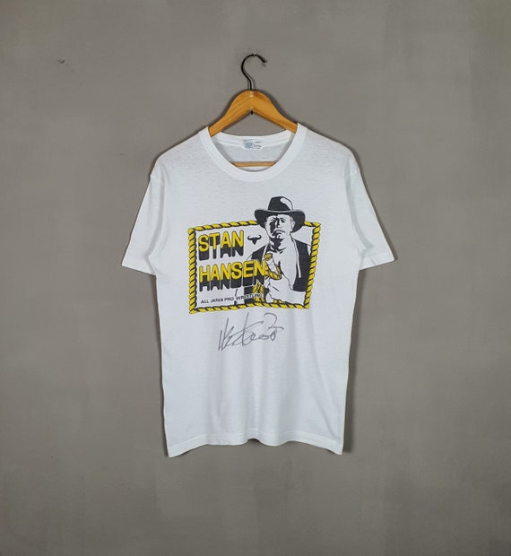 Vintage STAN HANSEN Giant Baba Autographed 1990s T Shirt Size