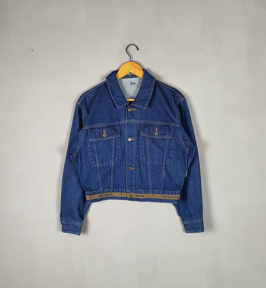 Vintage TRUSSARDI 90s Denim Jeans Jacket Cropped Size 38 / S Vintage TRUSSARDI 90s Denim Jeans Jacket Cropped Size 38 / S