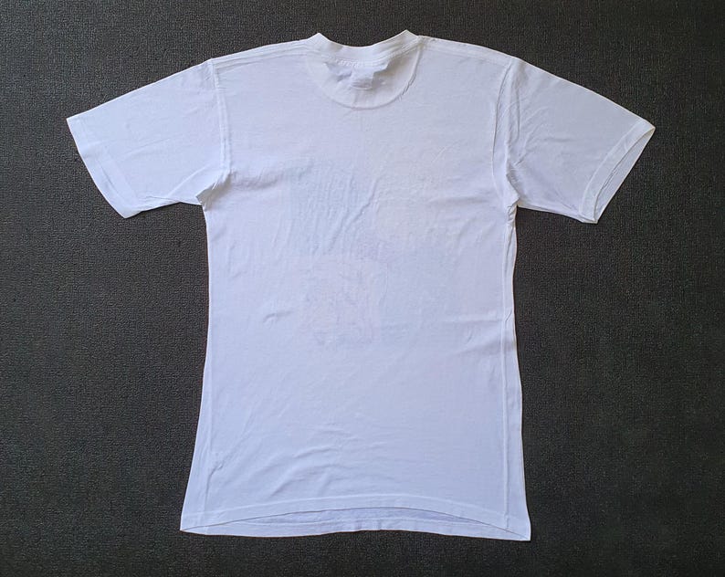 May include: A plain white t-shirt with a crew neck and short sleeves.