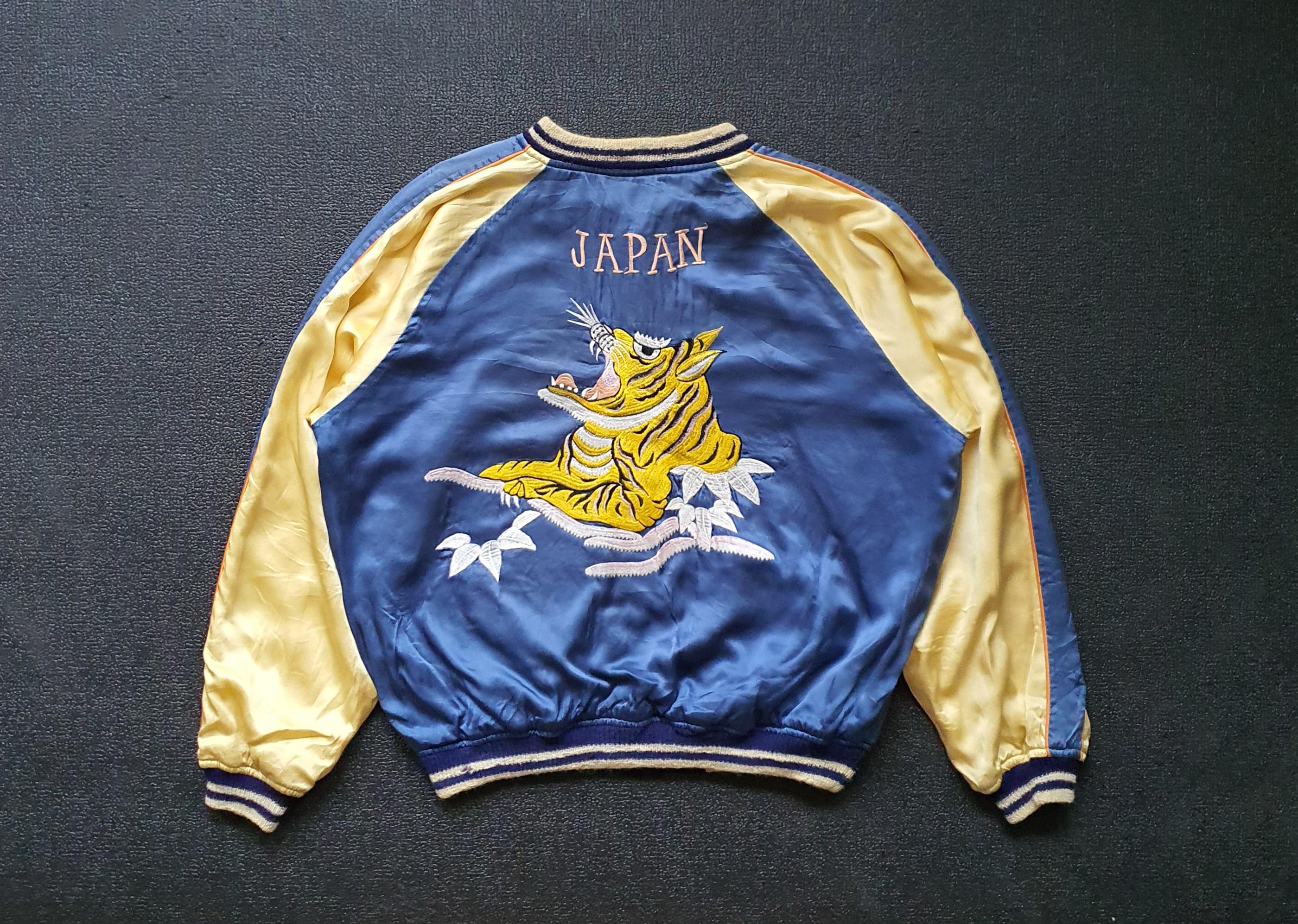 Vintage Silver Stone Silk Japanese Traditional Sukajan Jacket