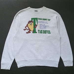 Sudadera vintage de Warner Bros Taz-Mania de los años 90, talla M-L, suéter/pulóver/cuello redondo con dibujo animado del demonio de Tasmania de los años 90