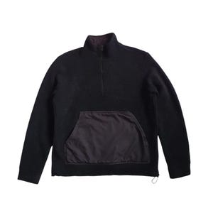 APC Summit fleece Half Zip Jacket sweater size Large / A.P.C France  Black Sherpa Wool blends Warm Wear Winter jacket Quater Zipper Pullover