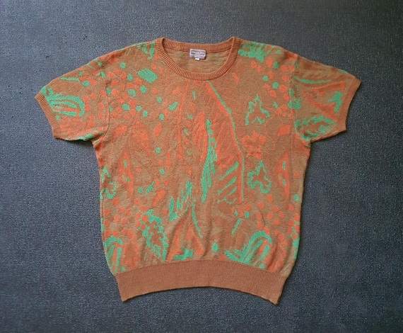 Christian Dior Monsieur, Vintage Christian Dior Monsieur Sportwear Knit Sweater size M-L / 1990s Dior Botanical Floral Motive 90s Knitwear Pullover Jumper