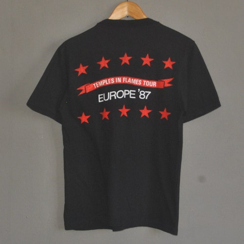Vintage 1987 BOB DYLAN shops Temples in Flames Europe Tour T shirt size S-M / Rare 80s Blues pop Folk Jazz Heartland Rock n' Roll 1980s Rare tee