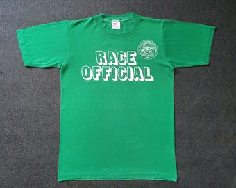 Vintage 1984 Nike Orange Tag Label T-shirt storlek S / 1980-talets sällsynta Nike Race Officiell Shamrock Marathon 80-talspersonaltröja / Tillverkad i USA