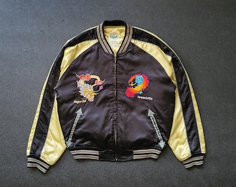 90s Houston Sukajan Japan Souvenir Jacket Dragon Embroidery - Etsy