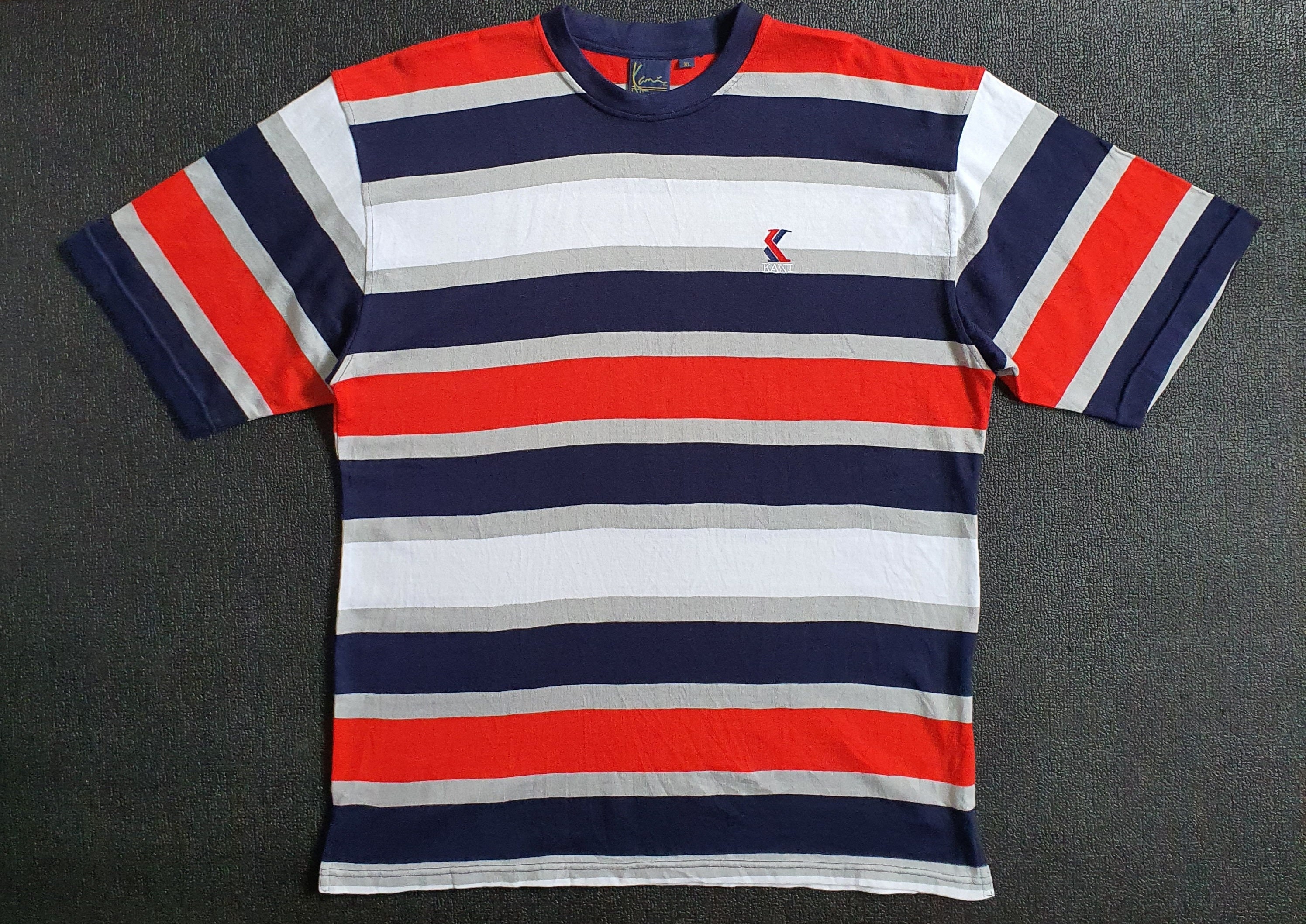 Vintage KARL KANI Striped T Shirt Size XL / 1990s Classic Vintage KARL KANI Striped T Shirt Size XL / 1990s Classic