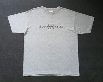 Camiseta vintage de Los Ángeles Spell Out de BANANA REPUBLIC, década de 1990, talla M a L / Marca de moda estadounidense de los años 90, ropa de calle clásica, camiseta gris de los años 90