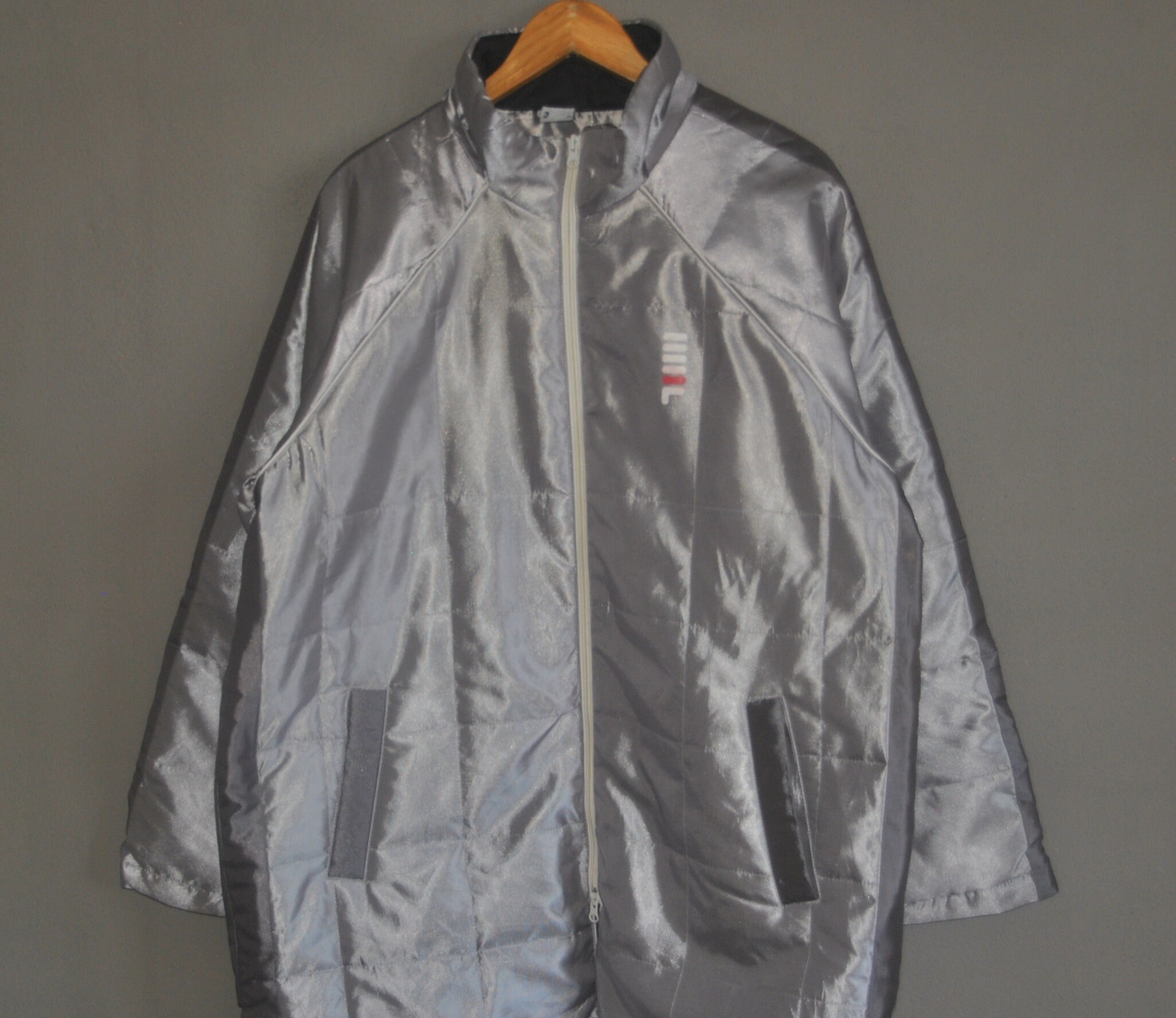 Vintage FILA Long Coat Jacket Silver 