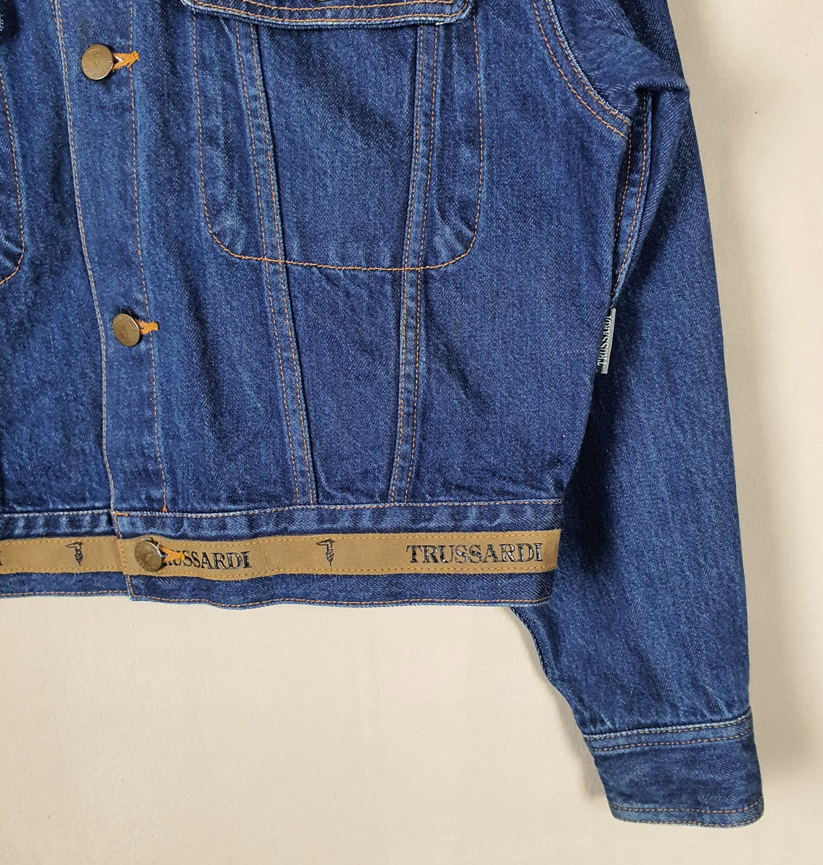 最安価格 Vintage TRUSSARDI 90s Denim Jeans Jacket Cropped Size 38 / S ジャケット・アウター
