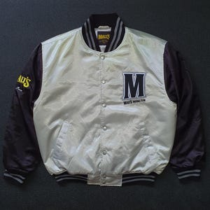 Vintage MALTS BEER Suntory Baseball Team 1990s Jacket size Medium / Rare 90s Beer Promo Hip Hop Bomber Baseball Japan Varsity jacket