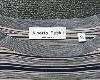 『italy製』Alberto Rubini ボーダーポケットTシャツ 古着 Albelt Rubini 五分袖 ボーダーポケットTシャツ メンズL相当