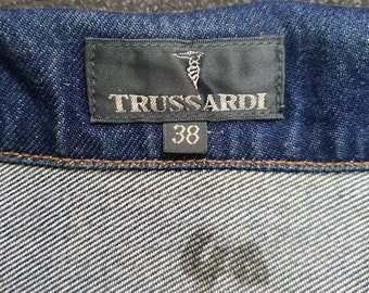 Vintage TRUSSARDI 90s Denim Jeans Jacket Cropped Size 38 / S