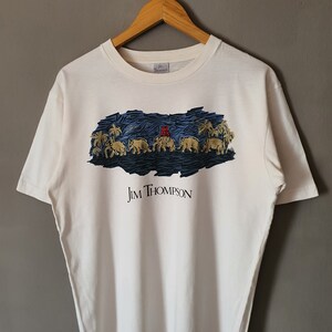 Vintage JIM THOMPSON Elephant Art T Shirt Size Small 1990s Classic 