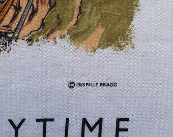 1988　ビリーブラッグ「ワーカーズプレイタイム」ゴー!ディスクツアーTシャツL Vintage 1988 BILLY BRAGG Workers Playtime America Tour T