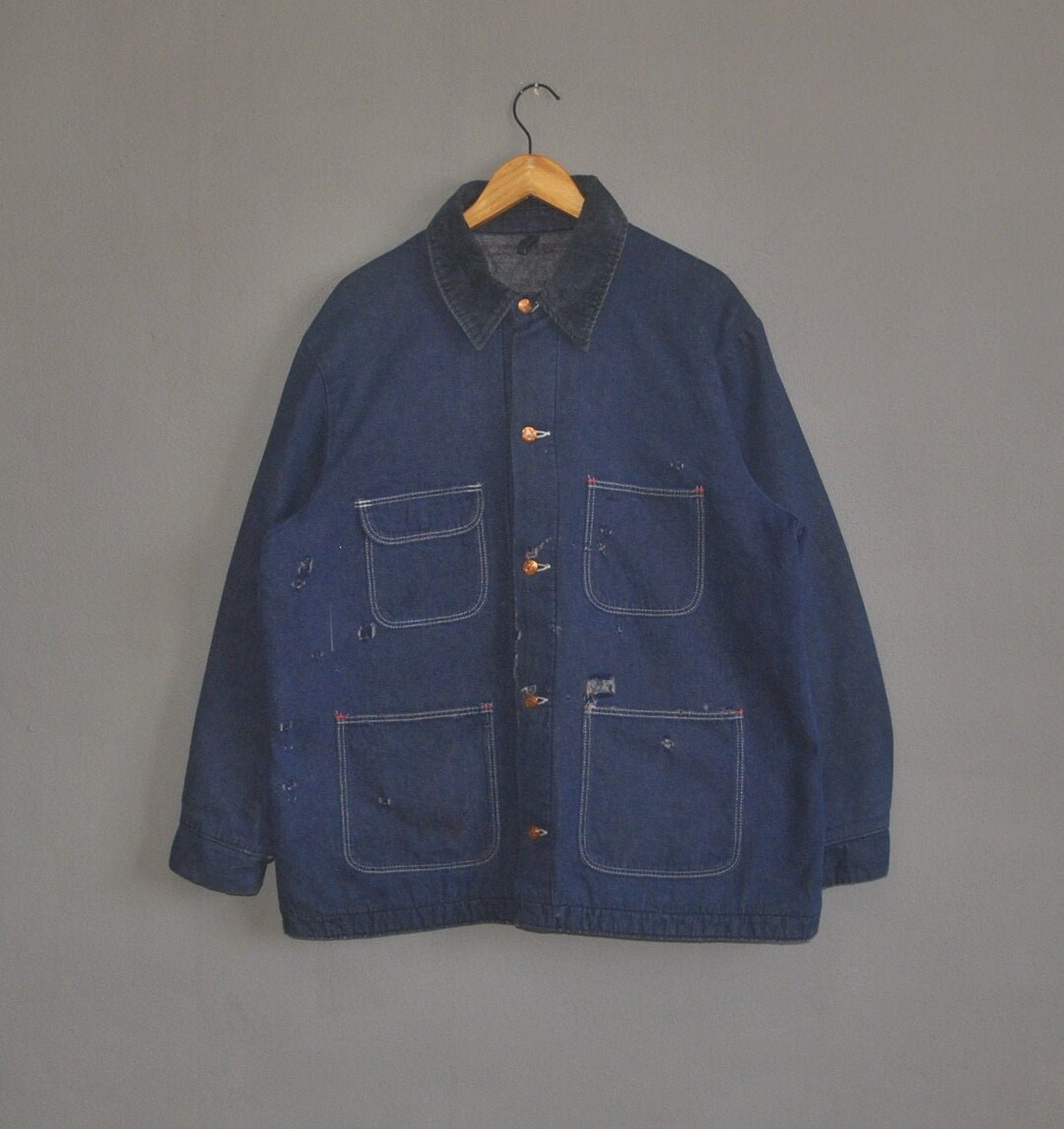 Vintage 70s WRANGLER Denim Chore Work Jacket Size 46 / XL / 1970s ...