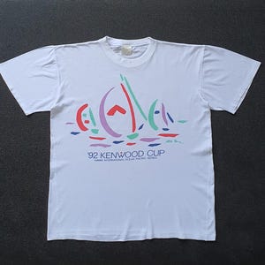 Vintage 1992 Kenwood Cup Hawaii Race IOR Series T shirt size M-L / Rare 90s America&#39;s Cup Yatching Sailing Regatta Nautica Official shirt