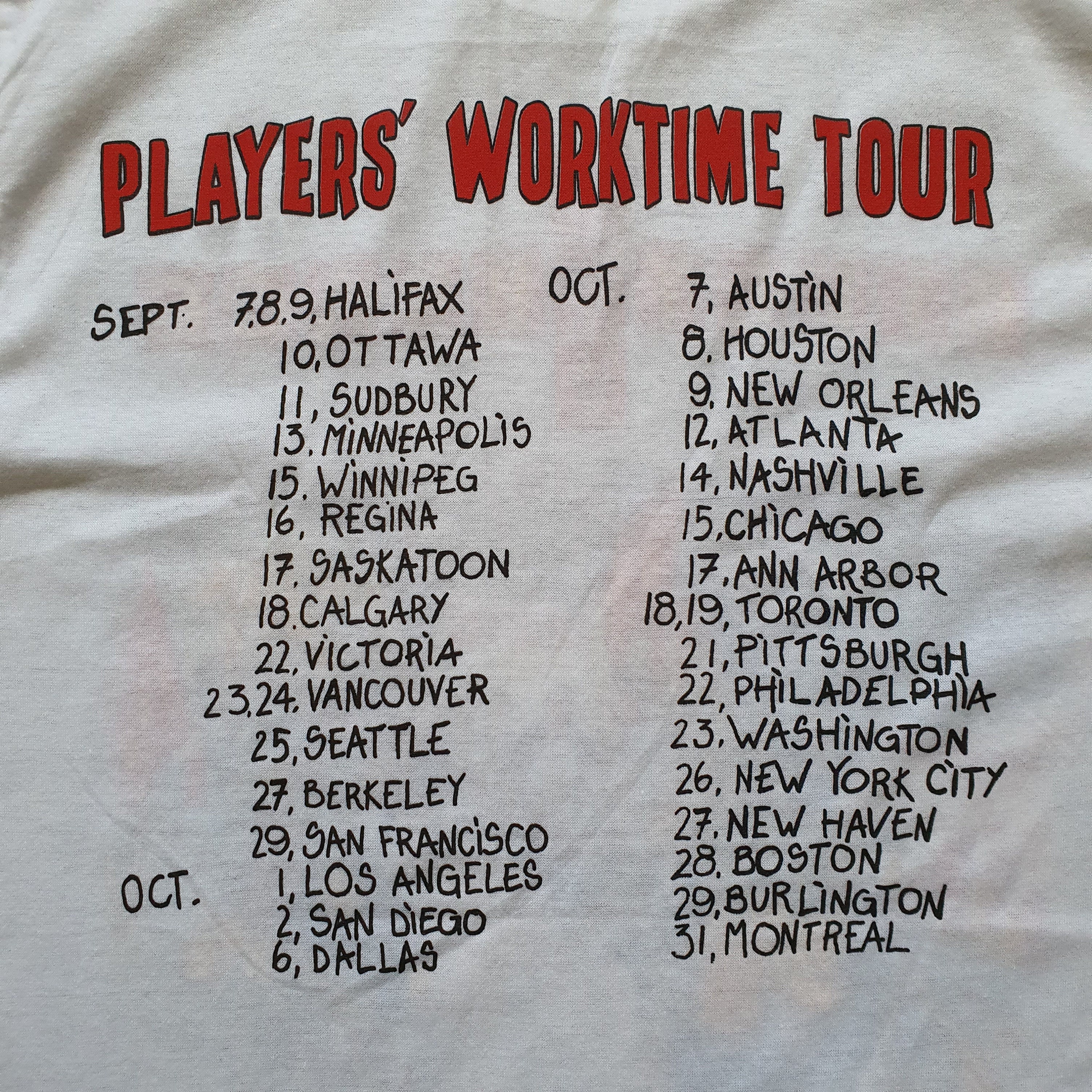 Vintage 1988 BILLY BRAGG Workers Playtime America Tour T