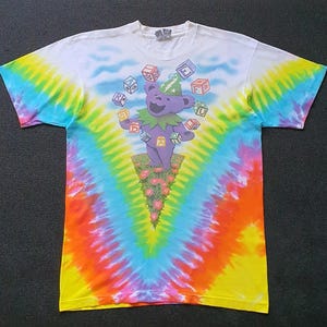 Vintage 1991 GRATEFUL DEAD Spring Tour Davie Opie Artwork T shirt size Large / Rare 1990s GD Rock Hippie Dancing Bear 1990s Liquid Blue tee