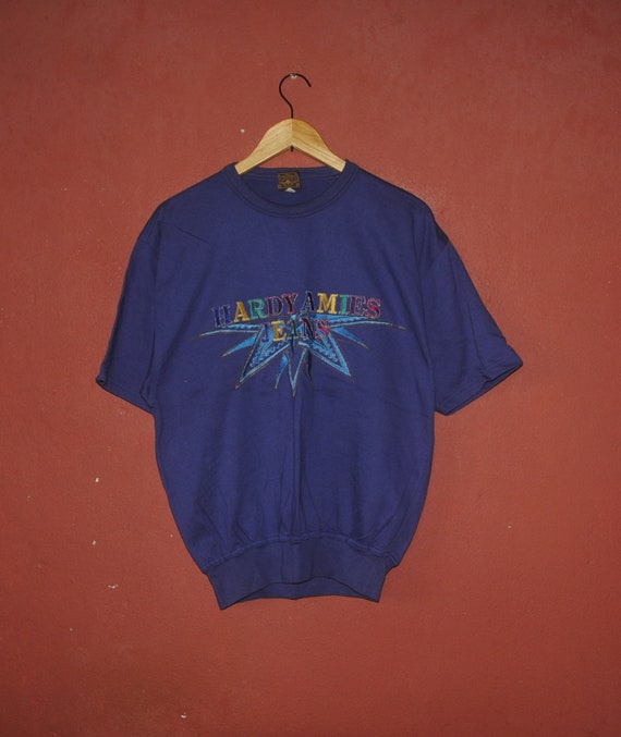Hardy Amies, Vintage HARDY AMIES 1990s Short sleeve sweatshirt shirt size Medium / England High Fashion Designer sweater crewneck / swag Hipster Pullover