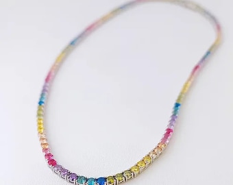 Collana Luxury Tennis 3 mm con Zirconi Multicolor