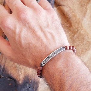 Our Father Bracelet 925 Silver and Walnut Wood &quot;Customizable&quot;