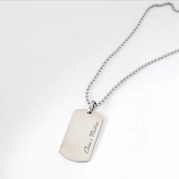 Collier de plaque militaire en acier pour hommes « Personnalisable »