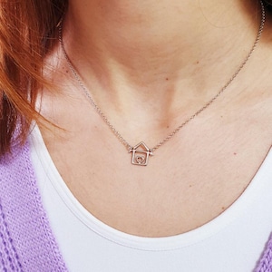 Collar Casita con Corazón en Plata 925, Blanco, Amarillo o Rosado