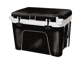 USATuff (Cooler Not Included) 65QT YETI Tundra Cooler Wrap Graphic - FULL Kit - Black Diamond Plate