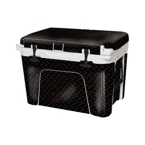 USATuff (Cooler Not Included) 45QT YETI Tundra Cooler Wrap Graphic - FULL Kit - Black Diamond Plate