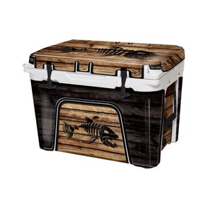 USATuff (Cooler Not Included) 35QT YETI Tundra Cooler Wrap Graphic - FULL Kit - Bonefish Brown Wood