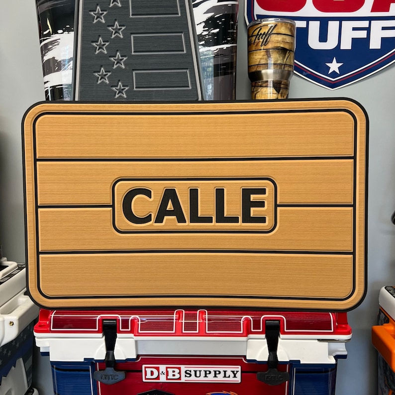 USATuff Custom SeaDek Cooler Pad Teak Lines Personalized Add Your Name