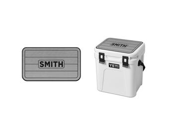 Personalized YETI Roadie 24 Cooler Pad – Custom SeaDek Top in Storm Gray Black | Gift for Dad Husband Camper | Non Slip Marine EVA Pad
