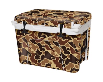 Vinyl Cooler Wrap Skin compatible with RTIC Brand (Cooler Not Included) - Easy to Install - Peel & Stick - Full  - Old School Duck Camo