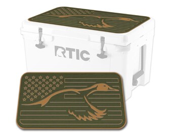 RTIC 45 Cooler Pad – SeaDek EVA Foam 6mm Dual Layer Non Slip Marine Mat | Peel & Stick Comfort Pad | US Flag Duck Design Og/T