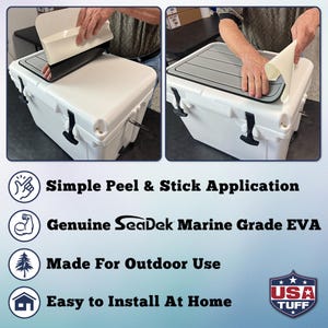 Easy Peel & Stick Installation USATuff SeaDek Cooler Pad