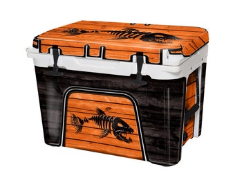 USATuff (Cooler Not Included) 65QT YETI Tundra Cooler Wrap Graphic - FULL Kit - Bonefish Orange Wood