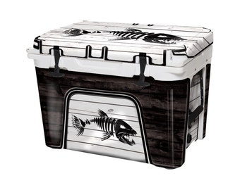 USATuff (Cooler Not Included) 65QT YETI Tundra Cooler Wrap Graphic - FULL Kit - Bonefish White Wood
