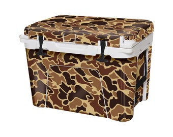 Vinilo para enfriador compatible con YETI 20 Roadie (enfriador no incluido). Adhesivo de piel. Fácil de instalar, pelar y pegar. Completo. Camuflaje de pato de la vieja escuela.