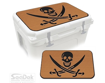 Yeti Tundra Cooler Pad – SeaDek Eva Foam Mat 6mm, Peel & Stick Non Slip Pad, Dual Layer Comfort Pad, Pirate Design T/B, Made in USA