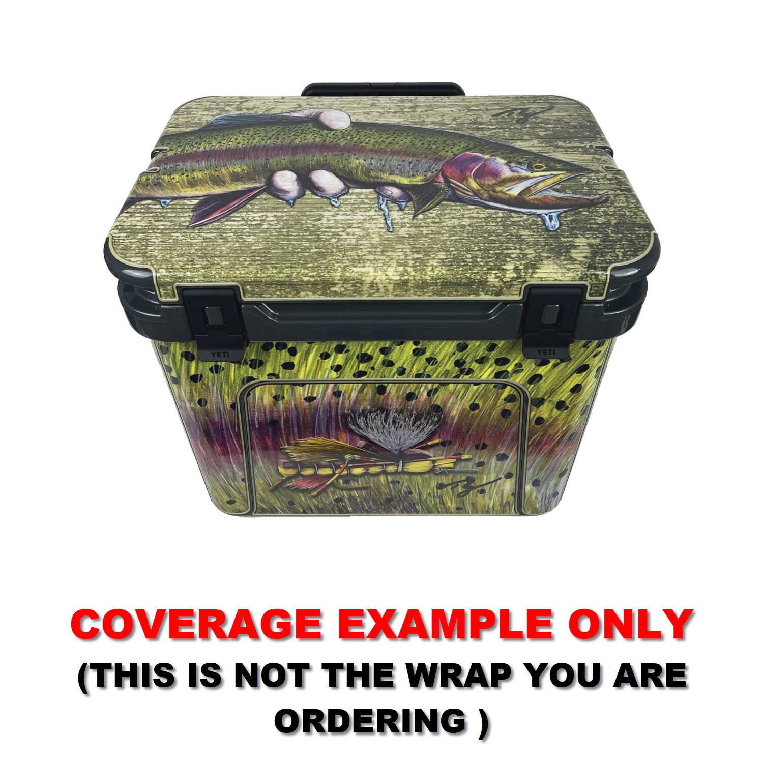Vinyl Cooler Wrap fits YETI Roadie 60 WHEELED, Decal Skin - USA Flag Wood  LID