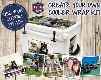 customized gift paper Custom Cooler Vinyl Wrap Skin Decal Sticker Fits YETI Cooler (Cooler Not Included) Personalized Collage Gift Family Photos - 5 Piece Kit